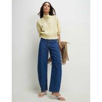 River Island Ditsy Texture Barrel Jeans Dark Blue