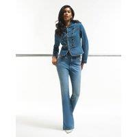 River Island Washed Sculpt Flare Jeans Blue Denim