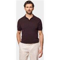 Hawes & Curtis Open Collar Polo Shirt Brown