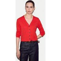 Jigsaw Cotton Luxe V Cardigan Red