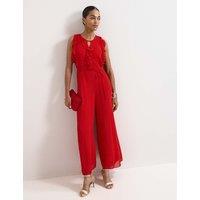 Phase Eight Frill Detail Sleeveless Wide Leg Jumpsuit Red