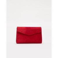 Phase Eight Suede Chain Strap Clutch Bag Red