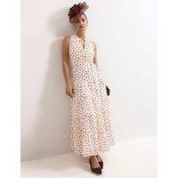Phase Eight Polka Dot V-Neck Maxi Tiered Dress Cream Mix