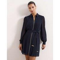 Phase Eight Zip Up Tie Belt Mini Shirt Dress Navy