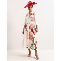 Phase Eight Floral 3/4 Sleeve Midi Shirt Dress Ivory Mix