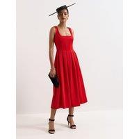 Phase Eight Square Neck Scuba Midi Waisted Dress Red
