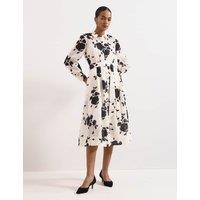 Phase Eight Floral Belted Midi Shirt Dress Ivory Mix