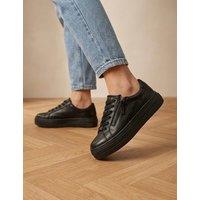 Jones Bootmaker Amaliadawide Wide Fit Leather Trainers Black