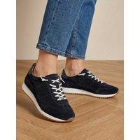 Jones Bootmaker Alenya Suede Leather Lace Up Trainers Navy