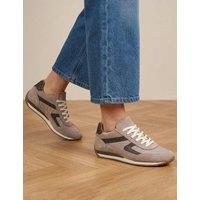Jones Bootmaker Aeries Leather Lace Up Trainers Taupe