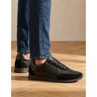 Jones Bootmaker Wide Fit Leather Lace Up Trainers Black