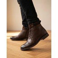 Jones Bootmaker Leather Lace-Up Casual Boots Dark Brown