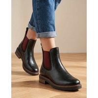 Jones Bootmaker Leather Chelsea Block Heel Ankle Boots Black