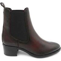Jones Bootmaker Leather Chelsea Block Heel Round Toe Boots Burgundy