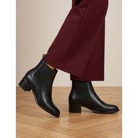 Jones Bootmaker Leather Chelsea Block Heel Ankle Boots Black
