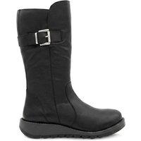 Jones Bootmaker Leather Buck;e Wedge Boots Black