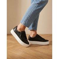 Jones Bootmaker Amaliadawide Wide Fit Leather Trainers Black