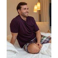 Cyberjammies Pure Cotton Checked Pyjama Shorts Burgundy Mix