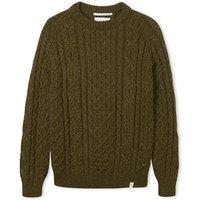 Peregrine Pure Wool Cable Crew Neck Jumper Olive