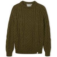 Peregrine Pure Wool Cable Crew Neck Jumper Olive