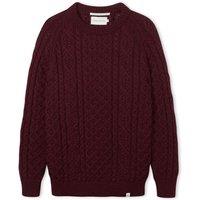 Peregrine Pure Wool Cable Crew Neck Jumper Burgundy