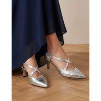Jones Bootmaker Wide Fit Leather Stiletto Heel Court Shoes Silver