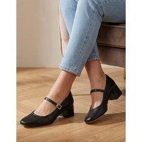 Jones Bootmaker Leather Block Heel Mary Jane Shoes Black