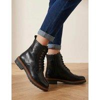 Jones Bootmaker Leather Block Heel Ankle Boots Black