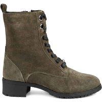 Jones Bootmaker Leather Lace Up Block Heel Ankle Boots Olive