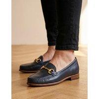 Jones Bootmaker Leather Hardware Slip On Heeled Loafers Navy