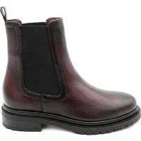 Jones Bootmaker Leather Chelsea Block Heel Ankle Boots Burgundy