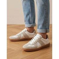Jones Bootmaker Wide Fit Leather Lace Up Trainers White