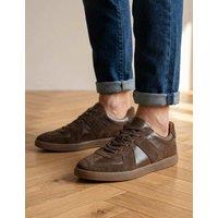 Jones Bootmaker Wide Fit Leather Lace Up Trainers Brown