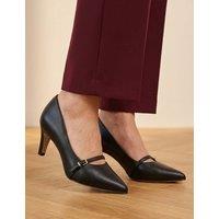 Jones Bootmaker Leather Textured Stiletto Heel Court Shoes Black