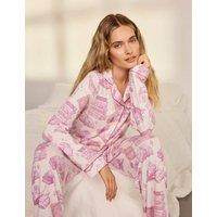Chelsea Peers Books Print Long Pyjama Set Light Cream