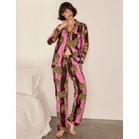 Chelsea Peers Cotton Long Sleeve Two Piece Leopard Stripe Pyjama Set Multi