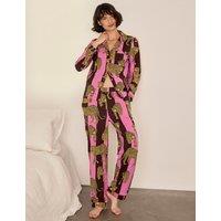 Chelsea Peers Cotton Long Sleeve Two Piece Leopard Stripe Pyjama Set Multi