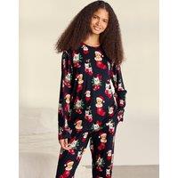 Chelsea Peers Family Christmas Cat Print Pyjama Set Navy Mix