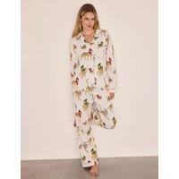 Chelsea Peers Family Christmas Skating Leopard Print Pyjama Set Cream Mix
