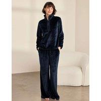 Chelsea Peers Fleece Zip Through Lounge Set Navy