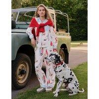 Chelsea Peers Pure Cotton Walking Dogs Print Two Piece Pyjamas White