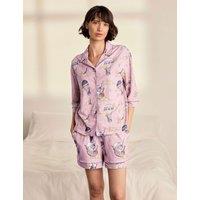Chelsea Peers Cotton Short Sleeve Giraffe Pyjama Set Light Pink