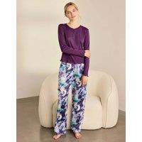 Chelsea Peers Satin Fairy Tale Print Long Pyjama Set Purple