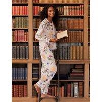 Chelsea Peers Cotton Rich Dragon Hero Print Long Pyjama Set Light Cream