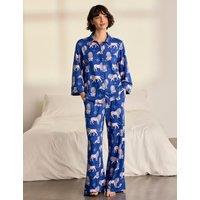 Chelsea Peers Moonlit Lion Button Front Two Piece Long Sleeve Pyjamas Blue
