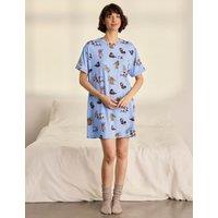 Chelsea Peers Fairytale Cats Print Nightshirt Blue