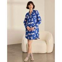 Chelsea Peers Lion Button Front Long Sleeve Night Shirt Blue
