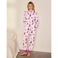 Chelsea Peers Jersey Fairy Tale Dogs Cuffed Pyjama Set Pink Mix