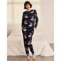 Chelsea Peers Lunar Bunny On Moon Print Long Pyjama Set Navy