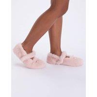 Boux Avenue Fluffy Bow Ballerina Slippers Light Pink